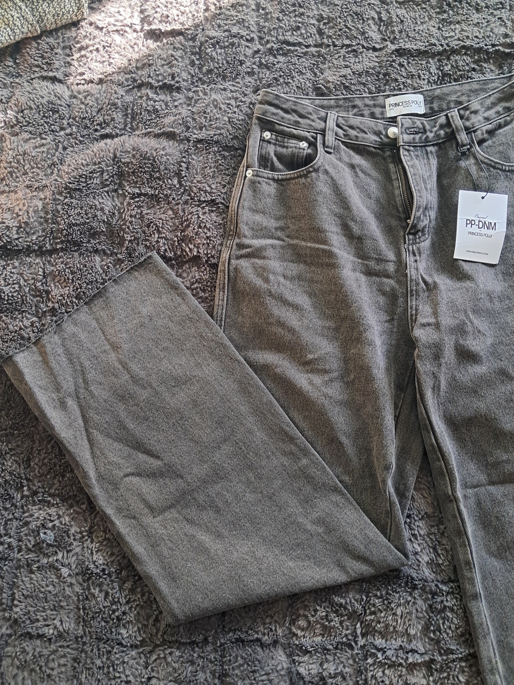 Princess Polly Arlington Washed Black Straight Leg Jeans - Picture 3 of 4